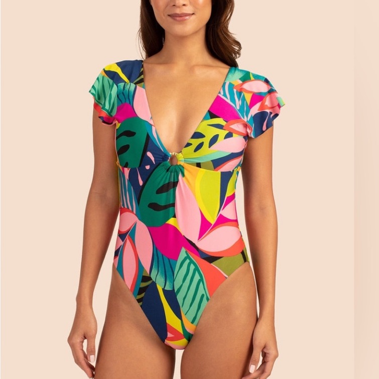 Nwt, Trina Turk, Rainforest, One Piece Swimsuit. Size 10